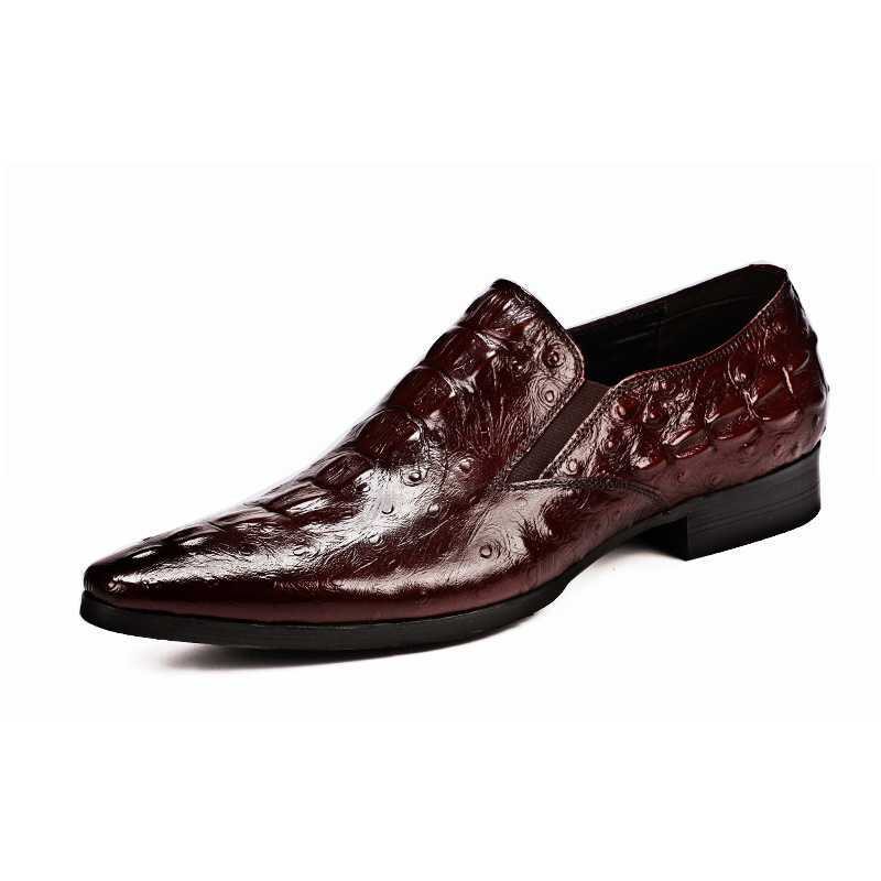 Ανδρικά Επίσημα Παπούτσια Chic Crocleather Μυτερά Με Φόρεμα - Κόκκινο