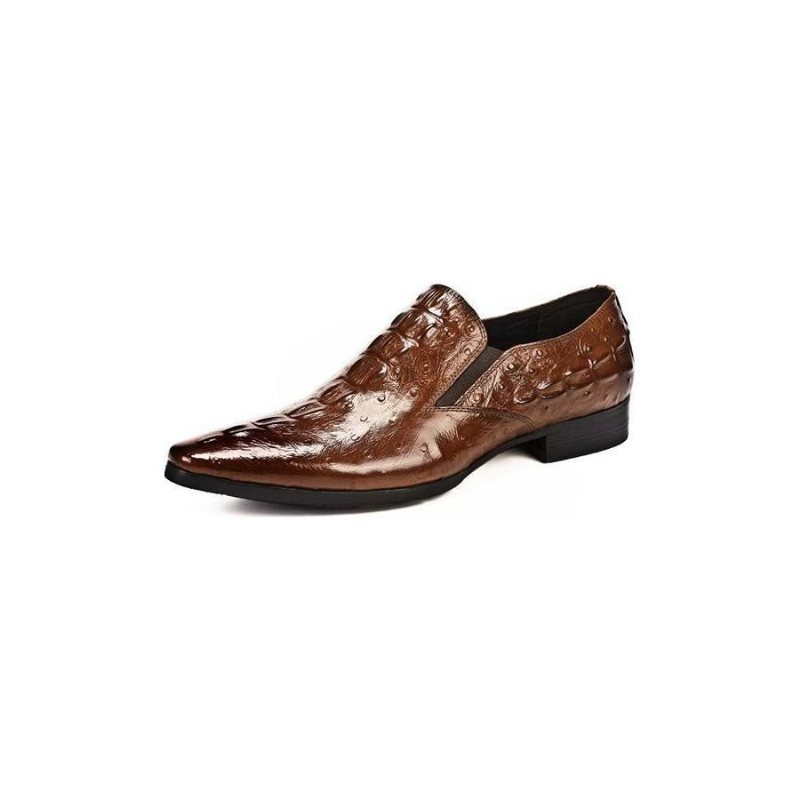 Ανδρικά Επίσημα Παπούτσια Chic Crocleather Μυτερά Με Φόρεμα - Καφέ