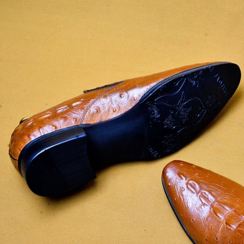 Ανδρικά Επίσημα Παπούτσια Chic Crocleather Μυτερά Με Φόρεμα - Μαύρο