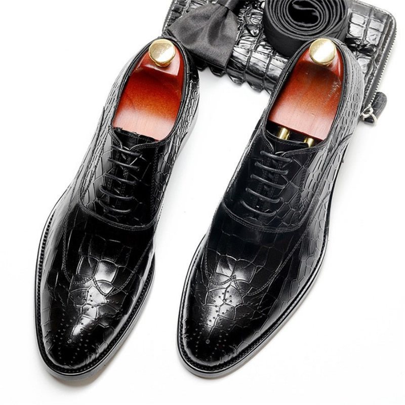 Ανδρικά Επίσημα Παπούτσια Classic Lace Up Oxford Φόρεμα - Μαύρο