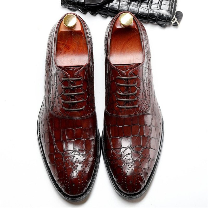 Ανδρικά Επίσημα Παπούτσια Classic Lace Up Oxford Φόρεμα - Κόκκινο
