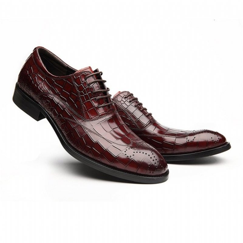 Ανδρικά Επίσημα Παπούτσια Classic Lace Up Oxford Φόρεμα - Κόκκινο