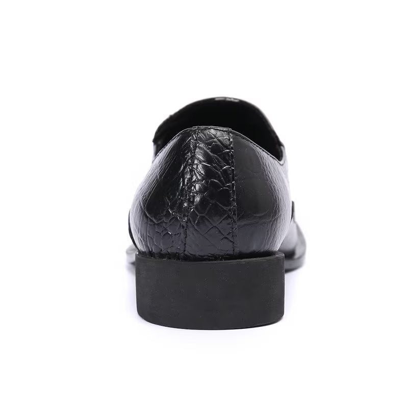 Ανδρικά Επίσημα Παπούτσια Crocodile Leather Elegance Slip-on Dress - Μαύρο