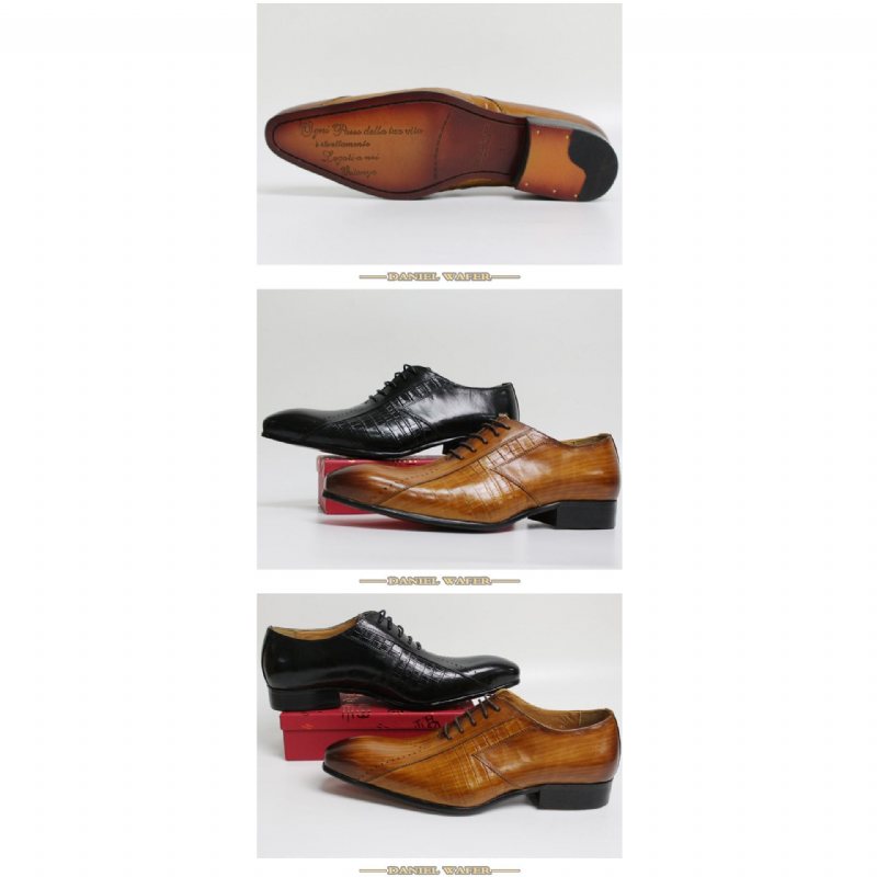 Ανδρικά Επίσημα Παπούτσια Exotic Lace-up Oxford - Μαύρο 