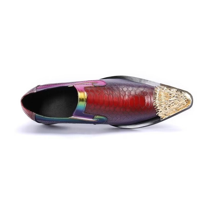 Ανδρικά Επίσημα Παπούτσια Exquisite Crocodile Texture Δερμάτινα Slip-on - Μωβ