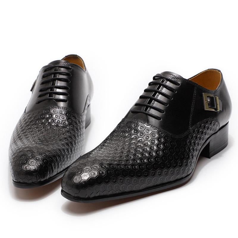 Ανδρικά Επίσημα Παπούτσια Geoluxe Chic Lace Up Pointed Toe Oxford - Μαύρο 