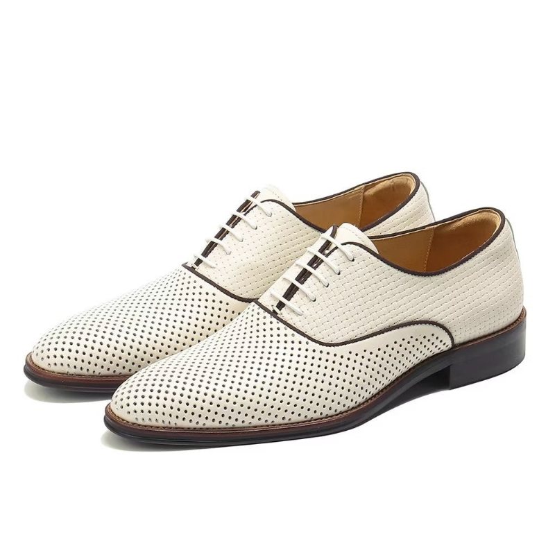 Ανδρικά Επίσημα Παπούτσια Ανάγλυφα Elegance Exotic Round Toe Oxford Φόρεμα - Μπεζ