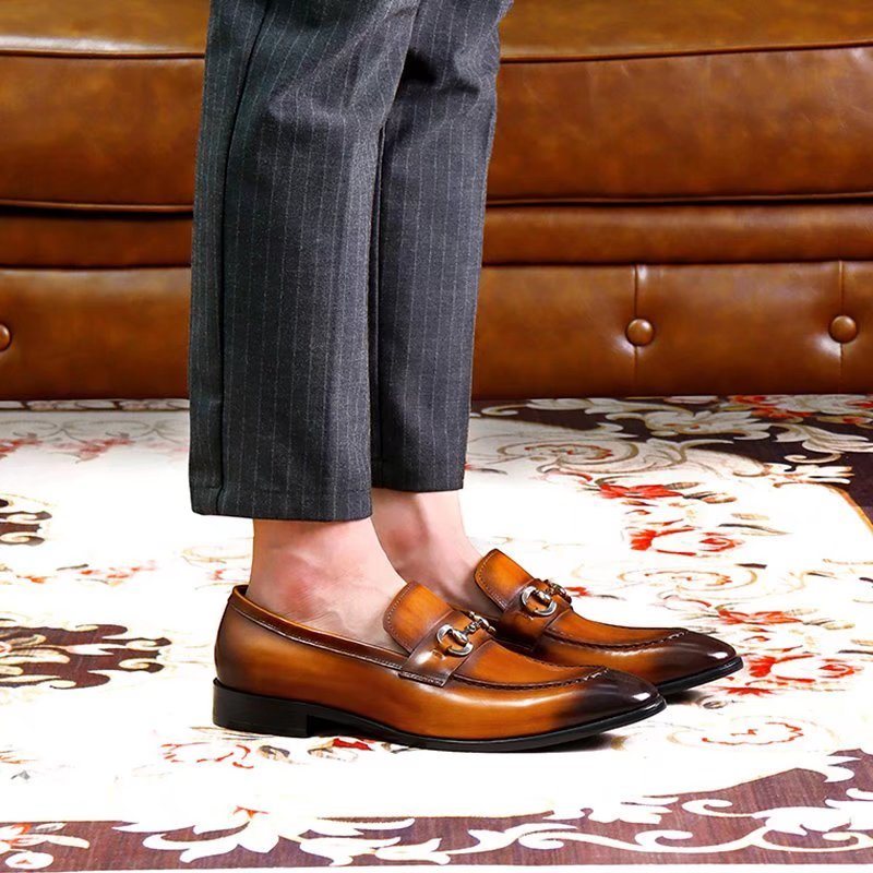 Ανδρικά Επίσημα Παπούτσια Δερμάτινα Slip-on Loafers - Καφές