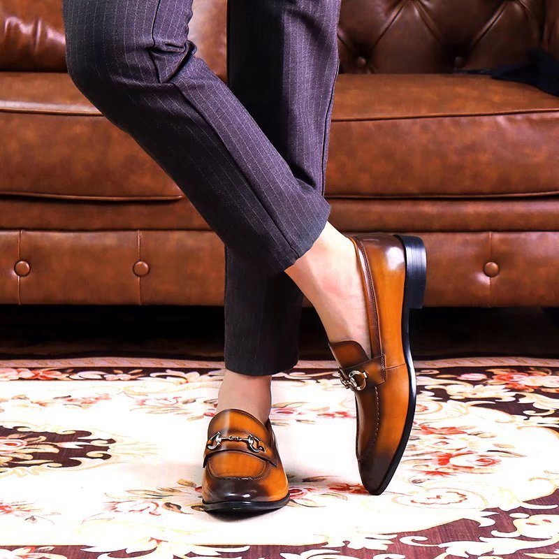 Ανδρικά Επίσημα Παπούτσια Δερμάτινα Slip-on Loafers - Καφές