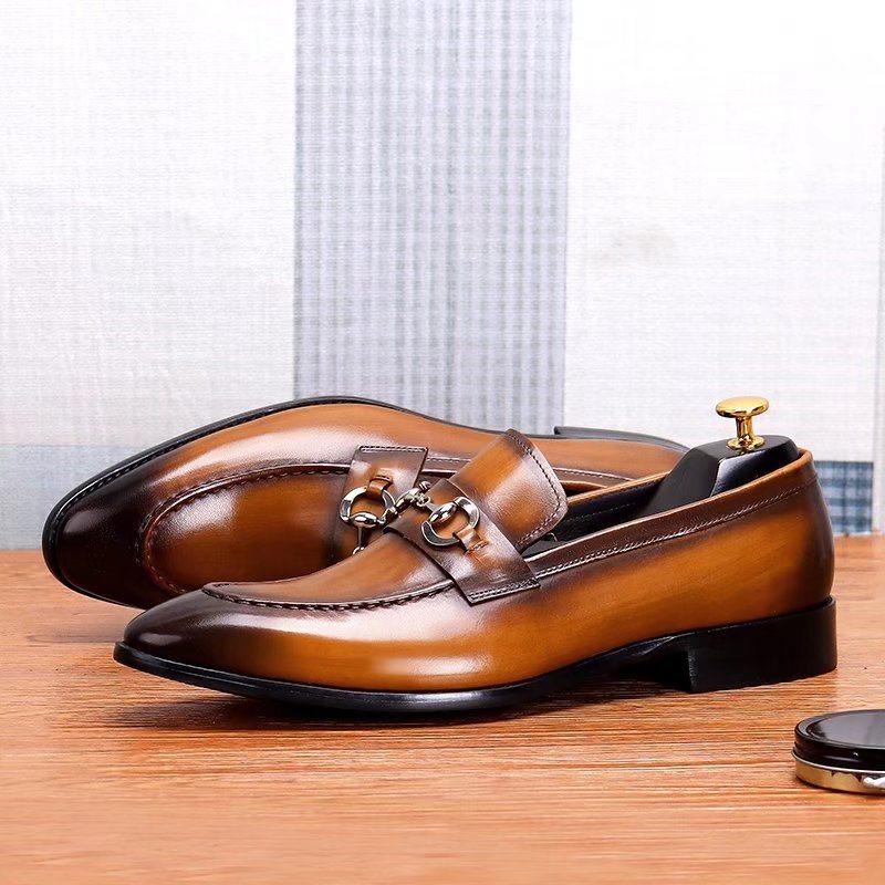 Ανδρικά Επίσημα Παπούτσια Δερμάτινα Slip-on Loafers - Καφές