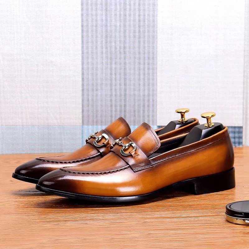 Ανδρικά Επίσημα Παπούτσια Δερμάτινα Slip-on Loafers - Καφές