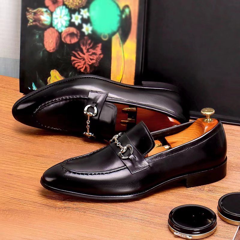 Ανδρικά Επίσημα Παπούτσια Δερμάτινα Slip-on Loafers - Μαύρο
