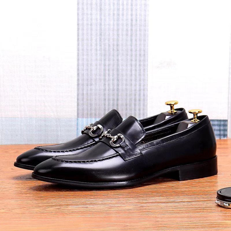 Ανδρικά Επίσημα Παπούτσια Δερμάτινα Slip-on Loafers - Μαύρο