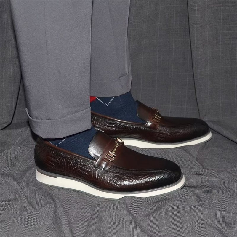 Ανδρικά Επίσημα Παπούτσια Διαχρονικά Elegance Slip-on Φόρεμα - Καφές