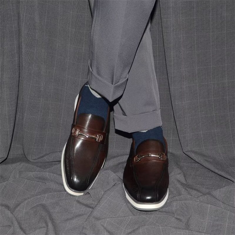 Ανδρικά Επίσημα Παπούτσια Διαχρονικά Elegance Slip-on Φόρεμα - Καφές