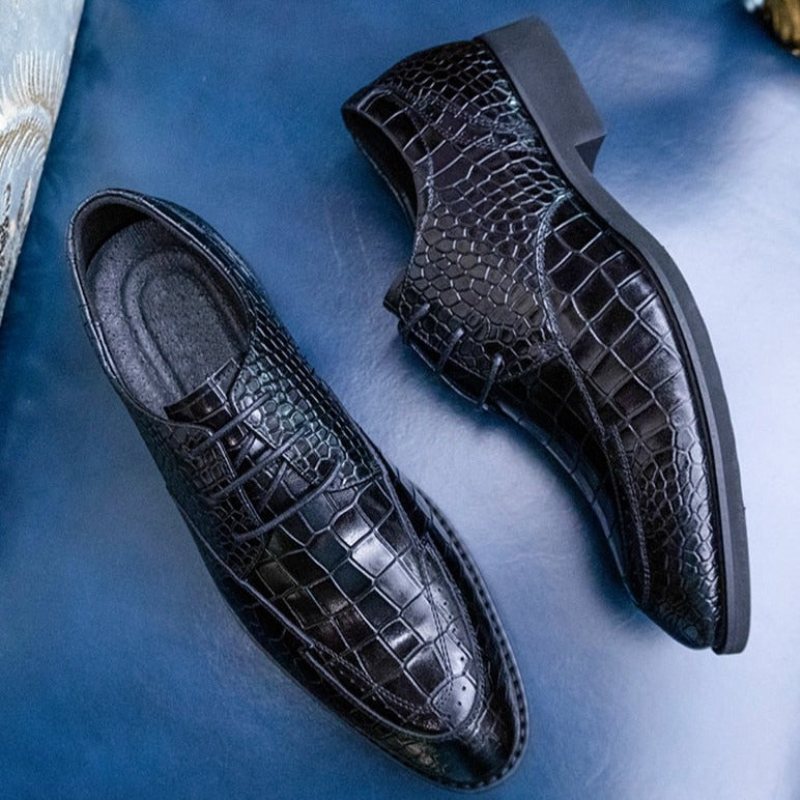 Ανδρικά Επίσημα Παπούτσια Πολυτέλεια Crocgloss Classic Brogue Φόρεμα - Μαύρος