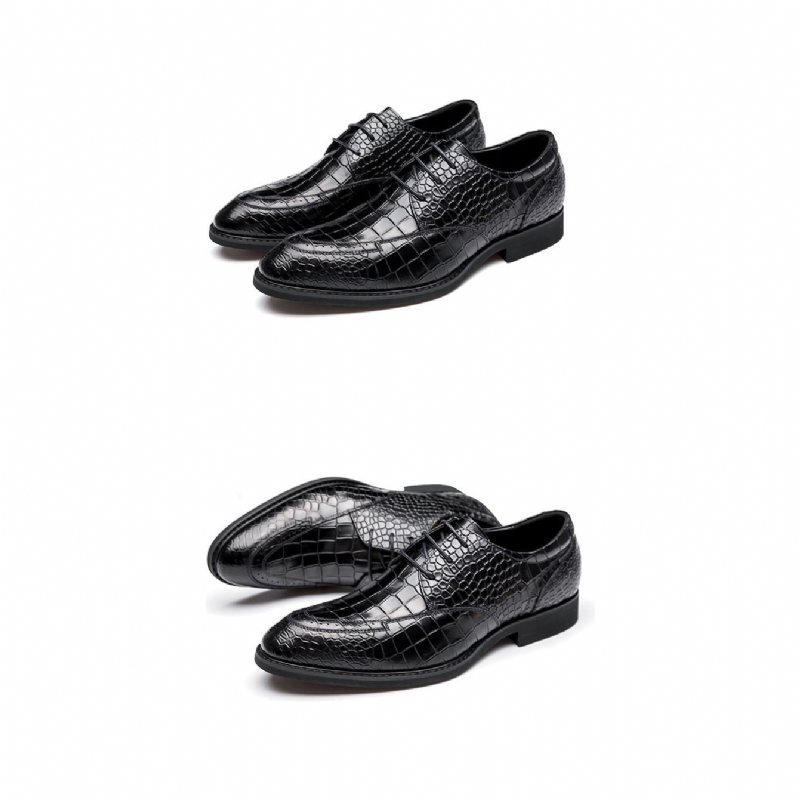 Ανδρικά Επίσημα Παπούτσια Πολυτέλεια Crocgloss Classic Brogue Φόρεμα - Μαύρος