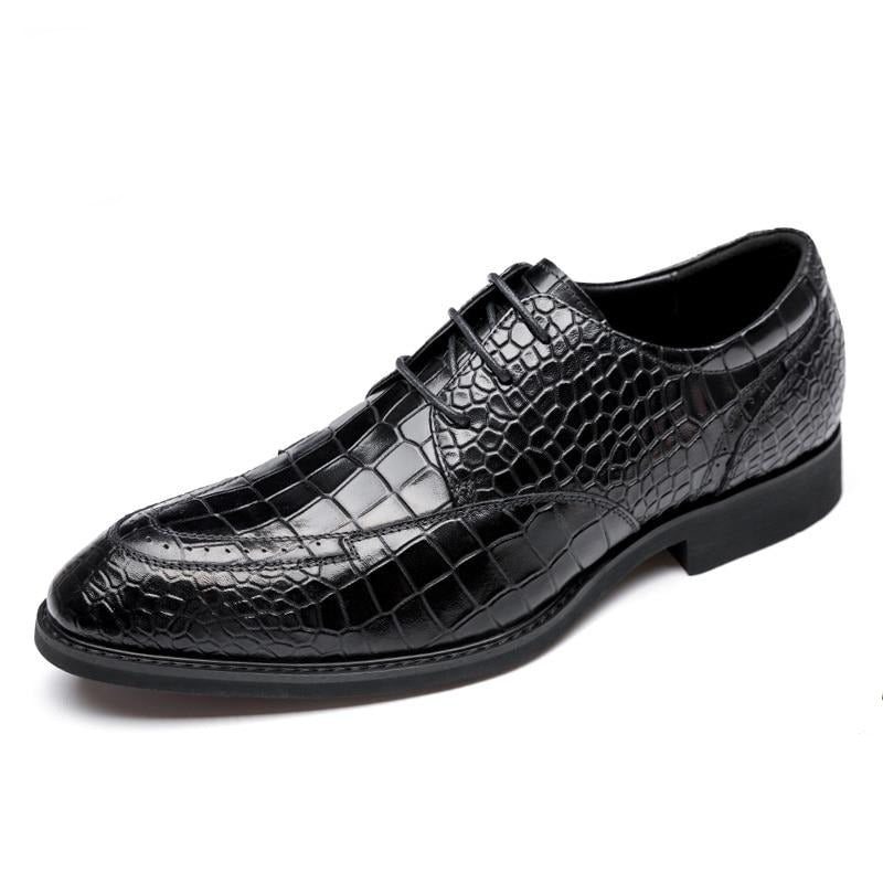 Ανδρικά Επίσημα Παπούτσια Πολυτέλεια Crocgloss Classic Brogue Φόρεμα - Μαύρος
