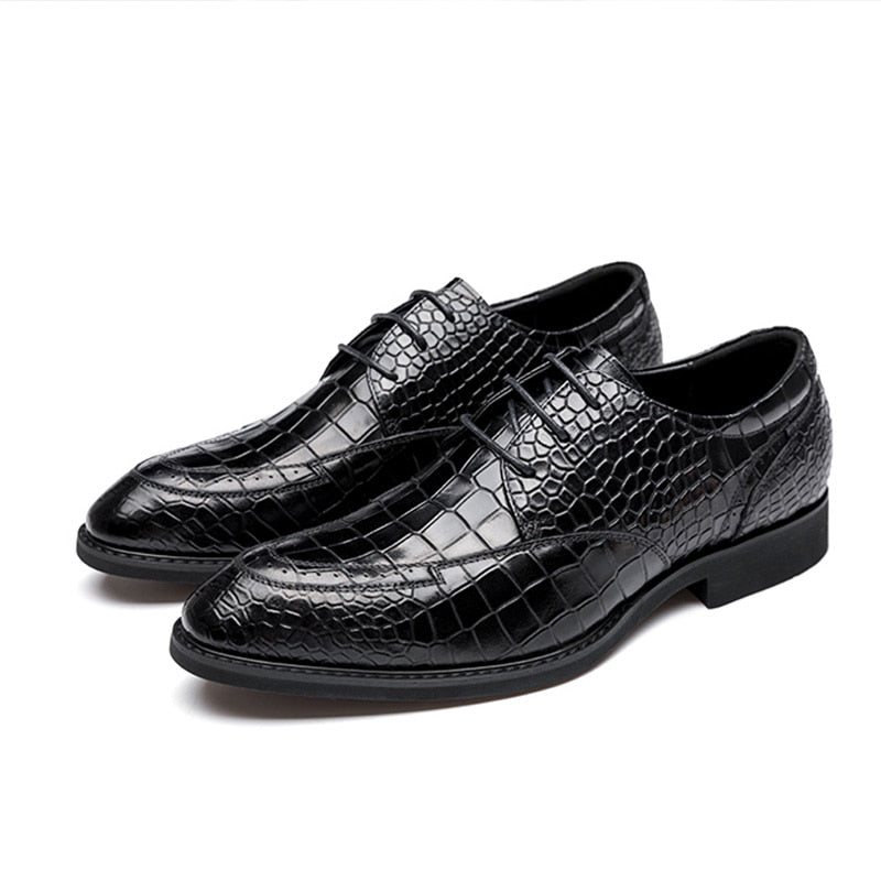 Ανδρικά Επίσημα Παπούτσια Πολυτέλεια Crocgloss Classic Brogue Φόρεμα - Μαύρος