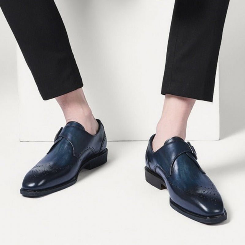 Ανδρικά Επίσημα Παπούτσια Υποδήματα Brogue Με Μυτερό Σχέδιο Εξωτικού Σχεδίου - Μπλε