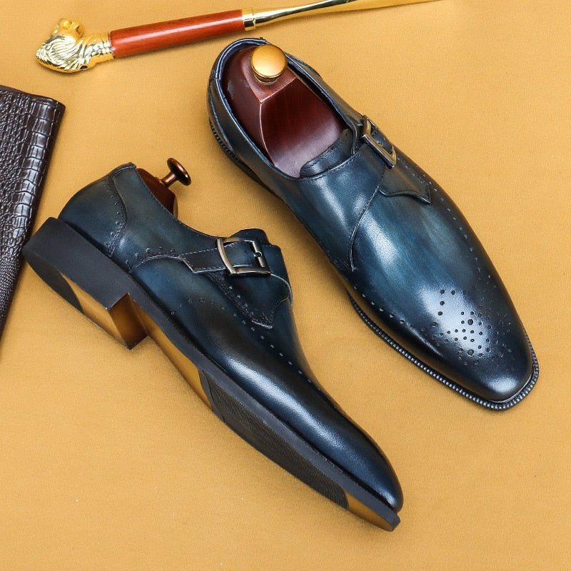 Ανδρικά Επίσημα Παπούτσια Υποδήματα Brogue Με Μυτερό Σχέδιο Εξωτικού Σχεδίου - Μπλε