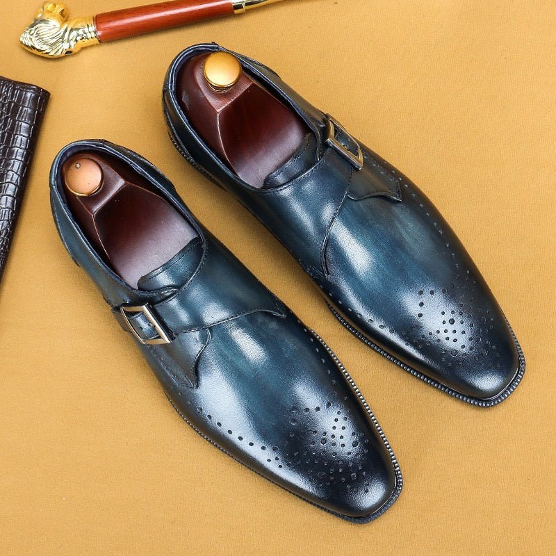 Ανδρικά Επίσημα Παπούτσια Υποδήματα Brogue Με Μυτερό Σχέδιο Εξωτικού Σχεδίου - Μπλε