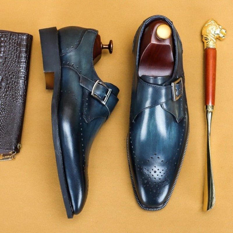 Ανδρικά Επίσημα Παπούτσια Υποδήματα Brogue Με Μυτερό Σχέδιο Εξωτικού Σχεδίου - Μπλε