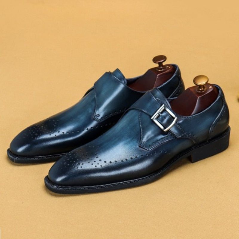 Ανδρικά Επίσημα Παπούτσια Υποδήματα Brogue Με Μυτερό Σχέδιο Εξωτικού Σχεδίου - Μπλε