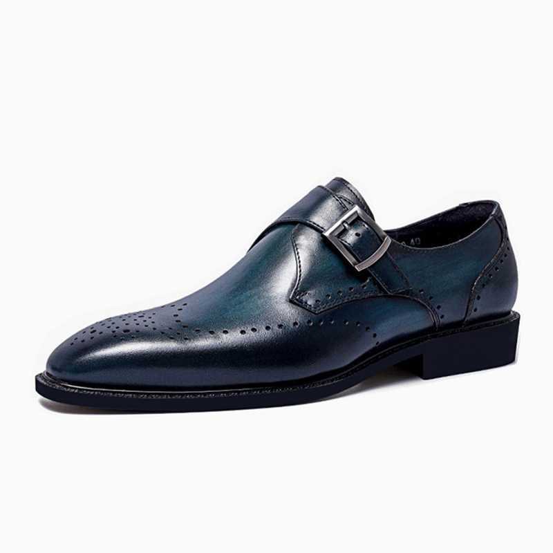 Ανδρικά Επίσημα Παπούτσια Υποδήματα Brogue Με Μυτερό Σχέδιο Εξωτικού Σχεδίου - Μπλε