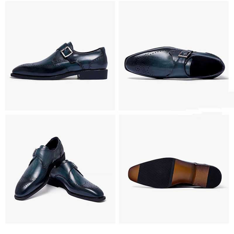 Ανδρικά Επίσημα Παπούτσια Υποδήματα Brogue Με Μυτερό Σχέδιο Εξωτικού Σχεδίου - Μπλε