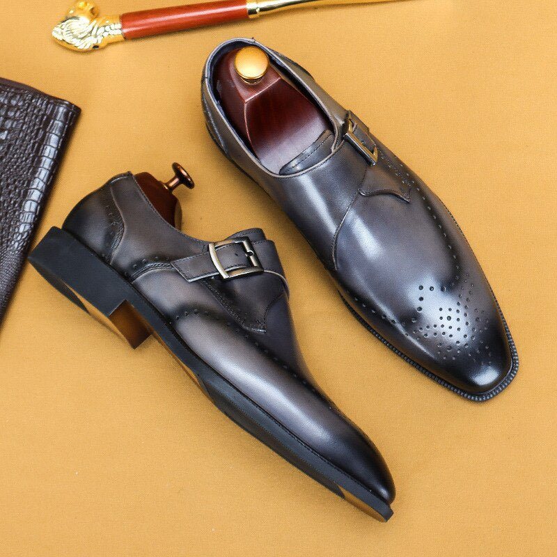 Ανδρικά Επίσημα Παπούτσια Υποδήματα Brogue Με Μυτερό Σχέδιο Εξωτικού Σχεδίου - Γκρι
