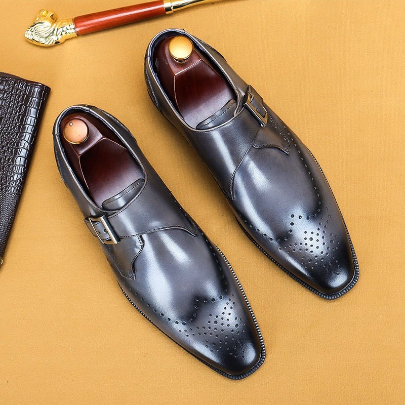 Ανδρικά Επίσημα Παπούτσια Υποδήματα Brogue Με Μυτερό Σχέδιο Εξωτικού Σχεδίου - Γκρι