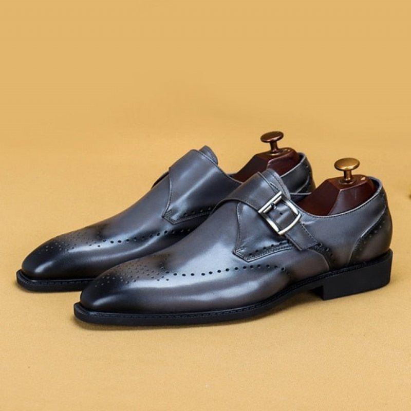 Ανδρικά Επίσημα Παπούτσια Υποδήματα Brogue Με Μυτερό Σχέδιο Εξωτικού Σχεδίου - Γκρι
