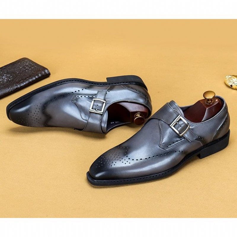 Ανδρικά Επίσημα Παπούτσια Υποδήματα Brogue Με Μυτερό Σχέδιο Εξωτικού Σχεδίου - Γκρι