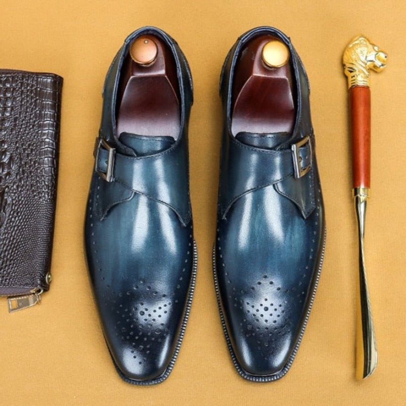 Ανδρικά Επίσημα Παπούτσια Υποδήματα Brogue Με Μυτερό Σχέδιο Εξωτικού Σχεδίου - Μπλε