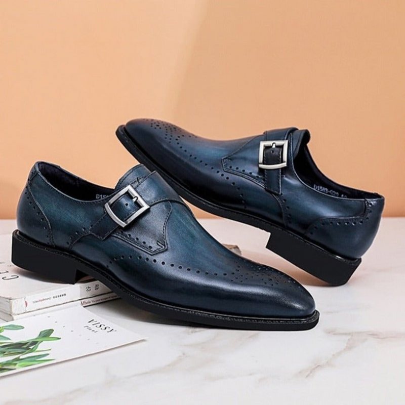 Ανδρικά Επίσημα Παπούτσια Υποδήματα Brogue Με Μυτερό Σχέδιο Εξωτικού Σχεδίου - Μπλε