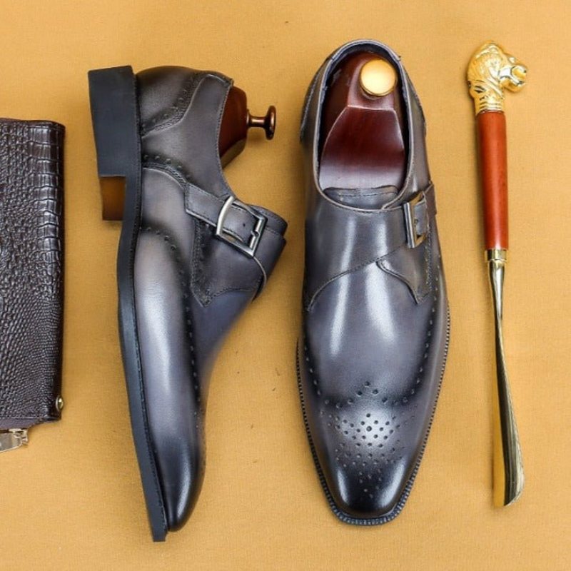 Ανδρικά Επίσημα Παπούτσια Υποδήματα Brogue Με Μυτερό Σχέδιο Εξωτικού Σχεδίου - Γκρι