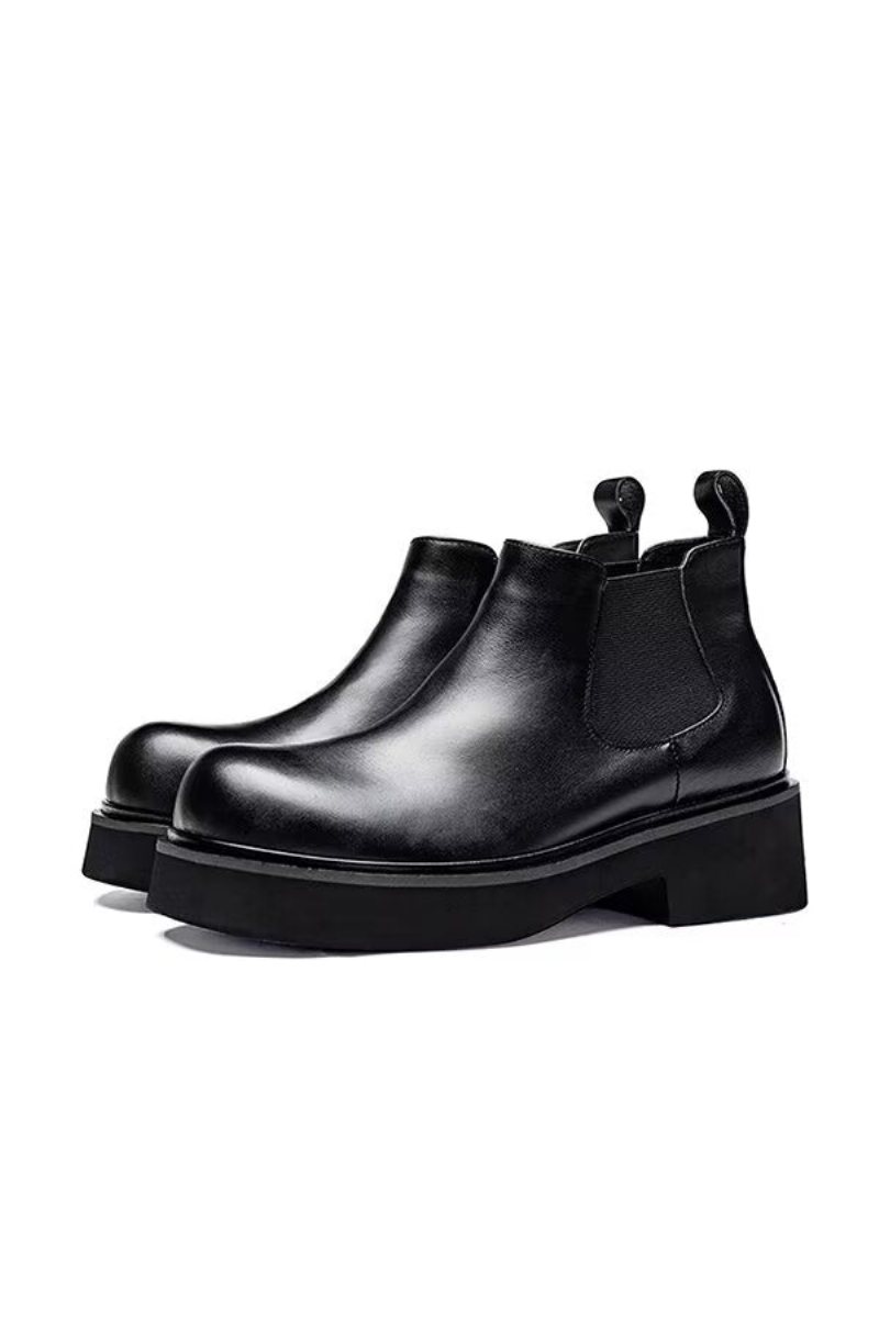 Ανδρικά Μποτάκια Δερμάτινα Slip-on Boots - Μαύρο