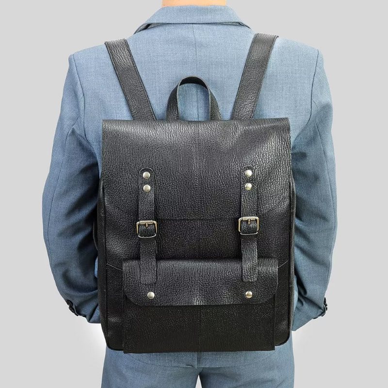 Ανδρικά Σακίδια Πλάτης Από Δέρμα Αγελάδας Business Travel Organizer - Μαύρος