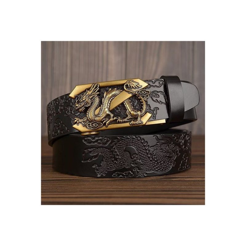 Ανδρικές Ζώνες Exquisite Chinese Dragon Automatic Belt - Μαύρος