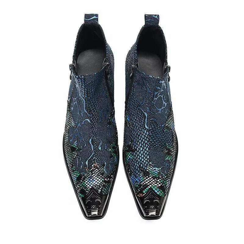 Ανδρικές Μπότες Exotic Charm Γνήσιο Δέρμα Flashy Dress Boots - Μπλε
