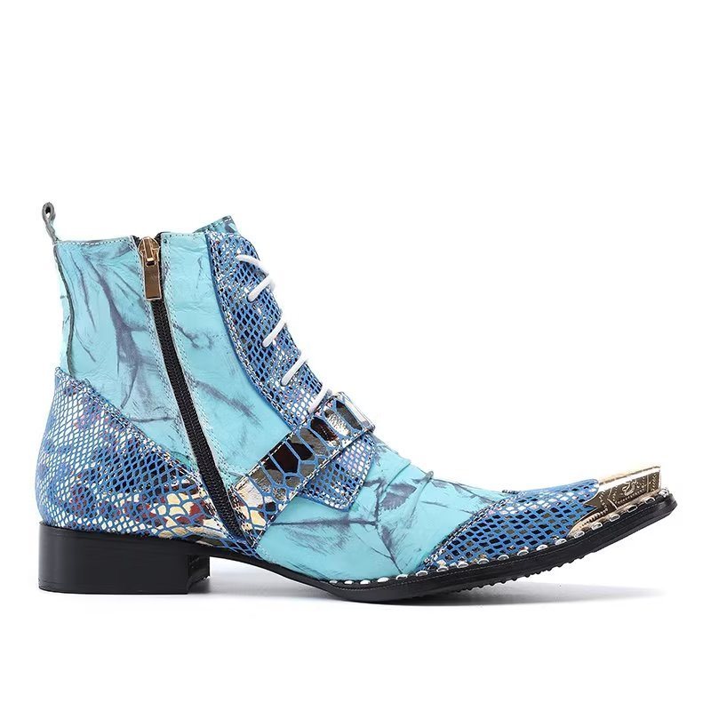 Ανδρικές Μπότες Exotic Texture High Dress Boots - Μπλε 