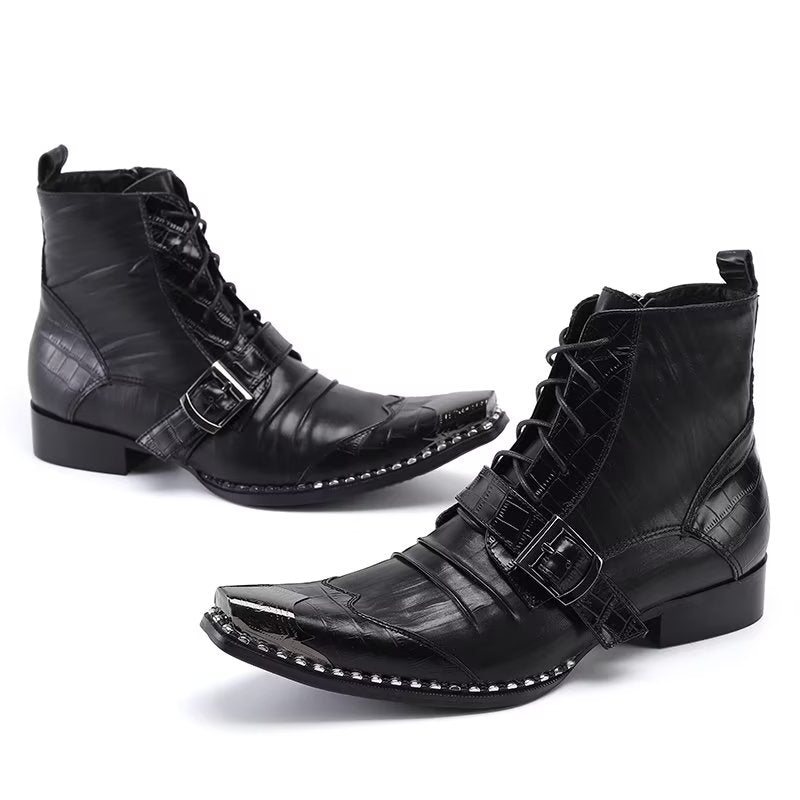 Ανδρικές Μπότες Exotic Texture High Dress Boots - Μαύρο