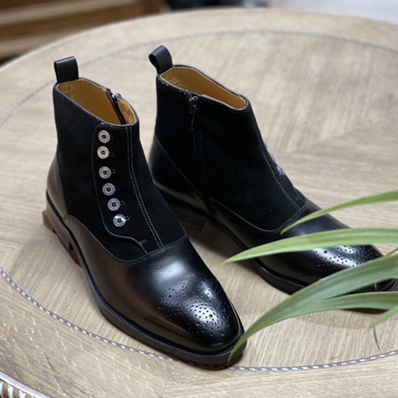 Ανδρικές Μπότες Regal Alligator Texture Wingtip Ankle Boots - Μαύρο