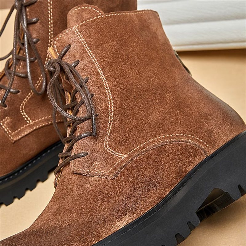 Ανδρικές Μπότες Sheepskin Chic Vintage Suede Μποτάκια - Καφέ