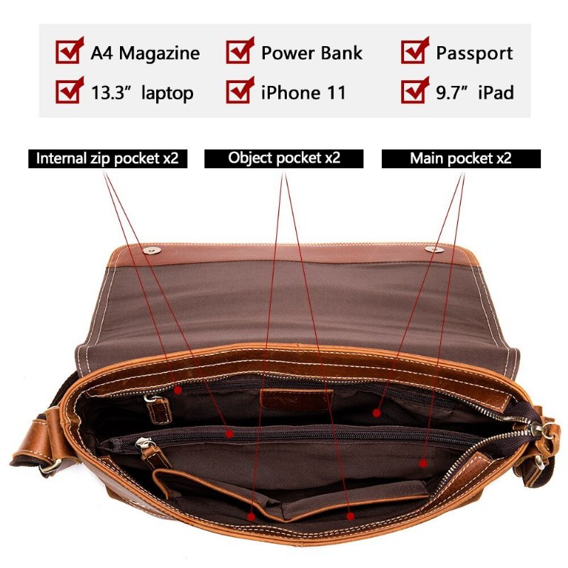 Ανδρικές Τσάντες Ώμου Chic Cover Close Crossbody Τσάντα Messenger - Καφές
