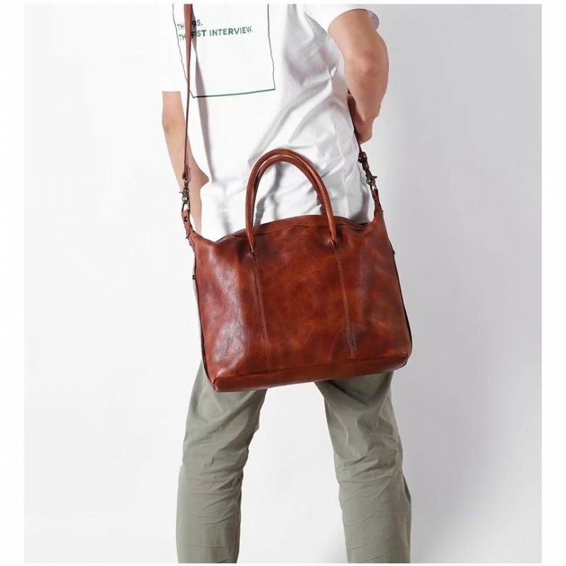Ανδρικοί Χαρτοφύλακες Cow Leather Πολυτέλεια Travel Bag - Κόκκινο